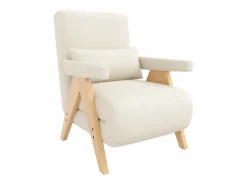 ModernLuxe Sillón individual 64x68,5x93 cm - convertible 3 en 1 - acolchado - lino - beige + natural Color natural claro / Blanco Discount