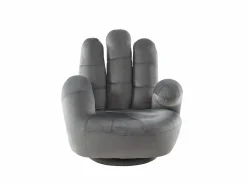 Vente-unique Sillón infantil pivotante de terciopelo con forma de mano antracita CATCHY Gris antracita Discount