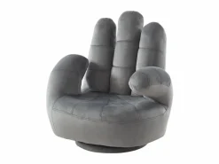 Vente-unique Sillón infantil pivotante de terciopelo con forma de mano antracita CATCHY Gris antracita Discount