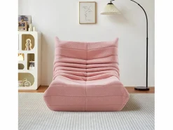 Sillón Lazy con respaldo, sillón puf grande para adultos, sofá individual Lazy, sofá de suelo, dormitorio (rosa) Beige New