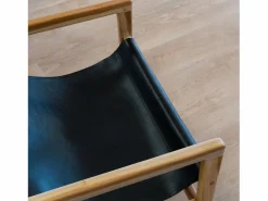 Rendez-Vous Déco Sillón lounge de teca y cuero de vaca - Apache Negro Clearance
