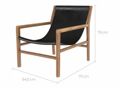 Rendez-Vous Déco Sillón lounge de teca y cuero de vaca - Apache Negro Clearance