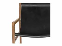 Rendez-Vous Déco Sillón lounge de teca y cuero de vaca - Apache Negro Clearance
