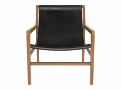 Rendez-Vous Déco Sillón lounge de teca y cuero de vaca - Apache Negro Clearance