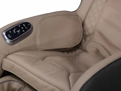 Vente-unique Sillón masaje KASOU piel sintética Bluetooth y LEDs - Sistema gravedad cero - Beige Topo Outlet