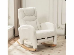 OKWISH Sillón Balancín|Sillón mecedor con reposabrazos, respaldo y reposapiés retráctil - tela afelpada - para salas de estar y estudios