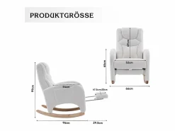 OKWISH Sillón Balancín|Sillón mecedor con reposabrazos, respaldo y reposapiés retráctil - tela afelpada - para salas de estar y estudios