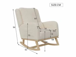 Sillón, mecedora con cojín, silla de ocio, adecuada para sala de estar, dormitorio, balcón, lino, beige.^ Hot
