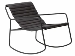 Made In Meubles Sillón Balancín|Sillón De Piel|Sillón mecedora de cuero con almacenamiento integrado para adultos - Estilo industrial vintage