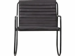 Made In Meubles Sillón Balancín|Sillón De Piel|Sillón mecedora de cuero con almacenamiento integrado para adultos - Estilo industrial vintage
