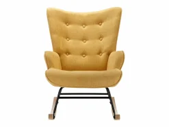 Vente-unique Sillón mecedora de lino amarillo con patas mecedoras y botones decorativos en el respaldo ELMINA II Mostaza Clearance