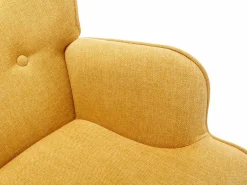 Vente-unique Sillón mecedora de lino amarillo con patas mecedoras y botones decorativos en el respaldo ELMINA II Mostaza Clearance