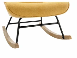 Vente-unique Sillón mecedora de lino amarillo con patas mecedoras y botones decorativos en el respaldo ELMINA II Mostaza Clearance