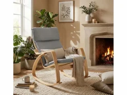 Sillón mecedora de madera con diseño escandinavo Aalborg -^AHD Hot