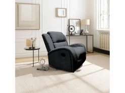 Sillón Balancín|Sillón Mecedora Relax con Reclinación Manual, Tapizado Microfibra, Modelo Sam, Gris