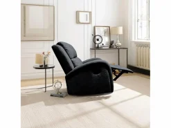Sillón Balancín|Sillón Mecedora Relax con Reclinación Manual, Tapizado Microfibra, Modelo Sam, Gris
