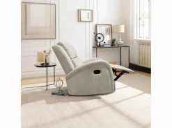 Sillón Balancín|Sillón Mecedora Relax con Reclinación Manual, Tapizado Microfibra, Modelo Sam, Arena