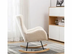 Sillón mecedora, sillón relax, sillón lounge, reposabrazos, con patas de madera, tejido peluche Teddy , carga máxima: 150 kg^ Sale