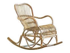 Made In Meubles Sillón mecedora vintage de ratán con asiento mullido y almacenamiento - Marrón Marru00f3n Clearance