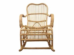 Made In Meubles Sillón mecedora vintage de ratán con asiento mullido y almacenamiento - Marrón Marru00f3n Clearance