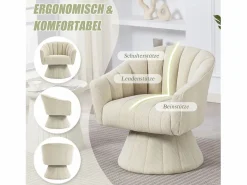 Sillón moderno giratorio 360° - 70 x 66 x 72 cm - con asiento y respaldo ergonómicos + reposabrazos - terciopelo -^Merax Hot