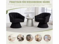 Merax Sillón moderno giratorio 360° - 70 x 66 x 72 cm - con asiento y respaldo ergonómicos + reposabrazos - terciopelo - Negro New