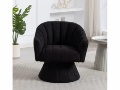 Merax Sillón moderno giratorio 360° - 70 x 66 x 72 cm - con asiento y respaldo ergonómicos + reposabrazos - terciopelo - Negro New