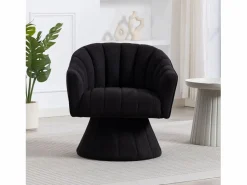 Merax Sillón moderno giratorio 360° - 70 x 66 x 72 cm - con asiento y respaldo ergonómicos + reposabrazos - terciopelo - Negro New