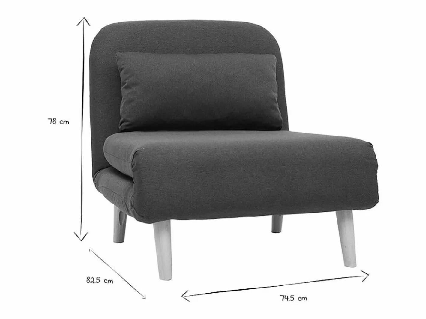 Miliboo Sillón nórdico convertible tejido oscuro AMIKO Azul