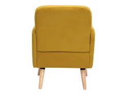 Miliboo Sillón nórdico de tejido efecto aterciopelado texturizado mostaza y madera ISKO Amarillo Clearance