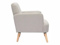 Sillón nórdico de tejido efecto aterciopelado texturizado y madera ISKO^Miliboo Hot