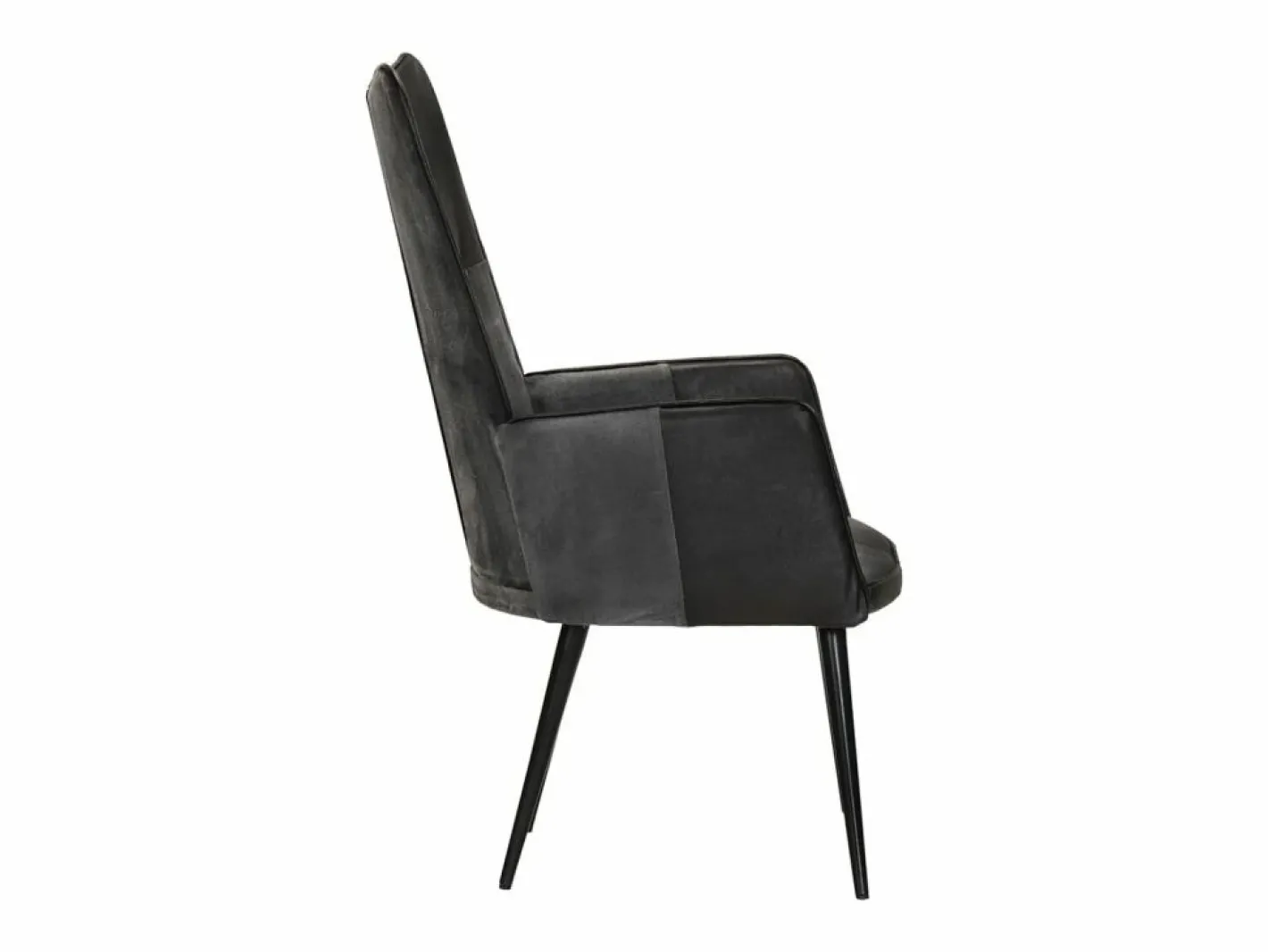 Clicnbuy Sillón orejero cuero auténtico y gris Negro New