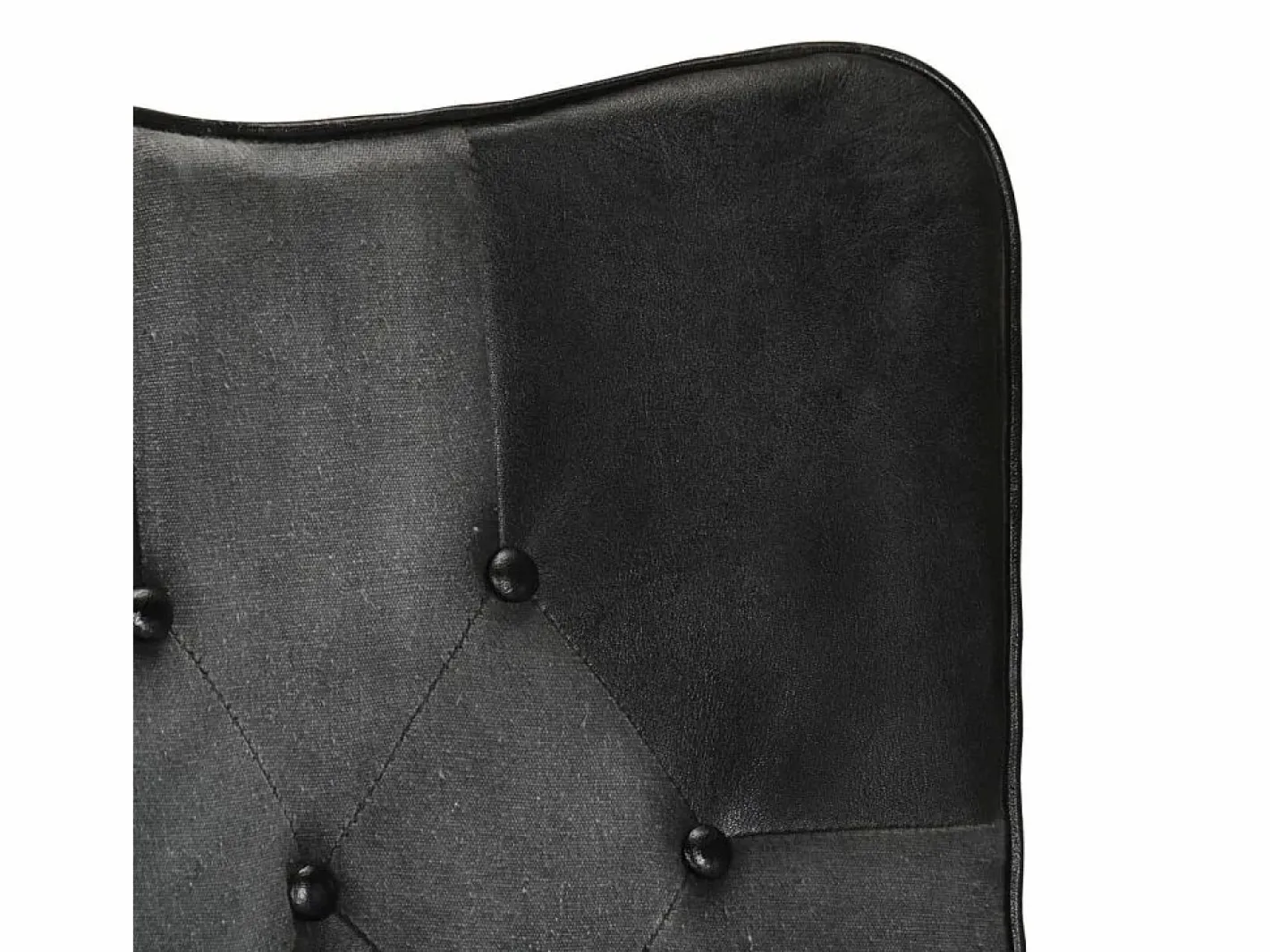 Clicnbuy Sillón orejero cuero auténtico y gris Negro New