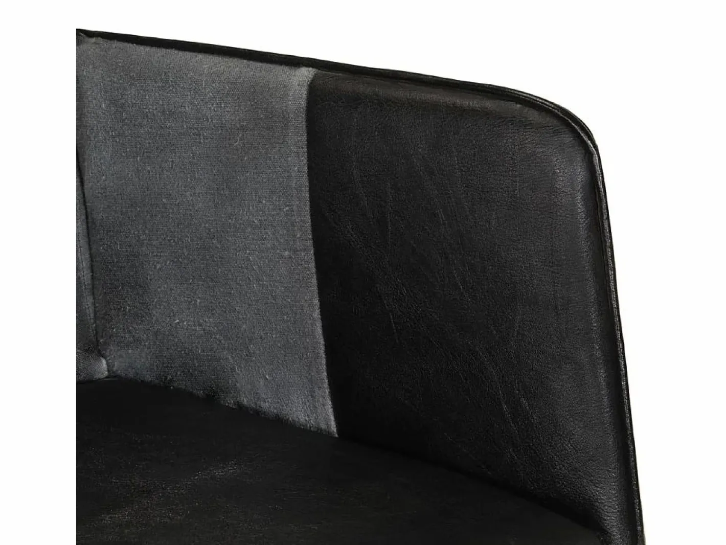 Clicnbuy Sillón orejero cuero auténtico y gris Negro New