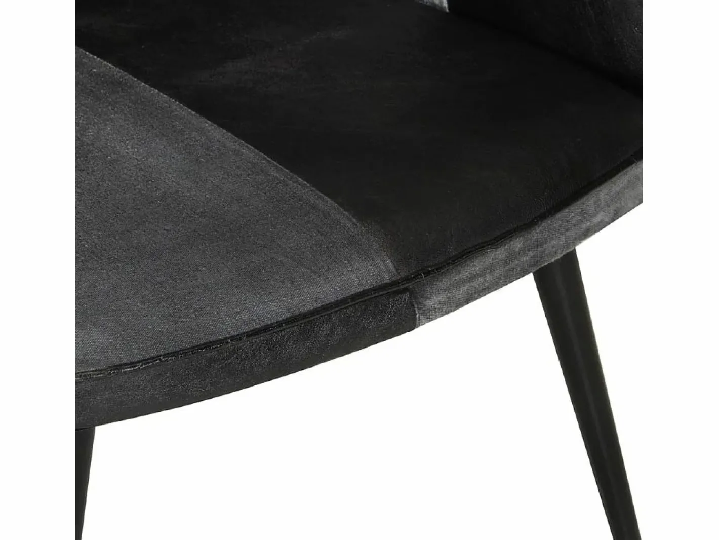 Clicnbuy Sillón orejero cuero auténtico y gris Negro New