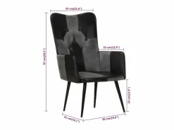 Clicnbuy Sillón orejero cuero auténtico y gris Negro New