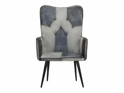 Clicnbuy Sillón orejero de cuero auténtico canela Gris Sale