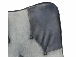 Clicnbuy Sillón orejero de cuero auténtico canela Gris Sale