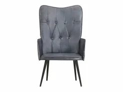 Sillón orejero de cuero auténtico canela^Clicnbuy Outlet