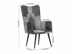 vidaxl Sillón De Piel|Sillón orejero de cuero auténtico