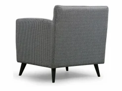 Menzzo Sillón orejero elegante, blanco y negro, 82 x 75 x 83 cm | Estructura de madera de haya y aglomerado, 100 % poliéster, cojines portátiles | Multicolor