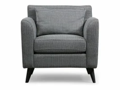 Menzzo Sillón orejero elegante, blanco y negro, 82 x 75 x 83 cm | Estructura de madera de haya y aglomerado, 100 % poliéster, cojines portátiles | Multicolor