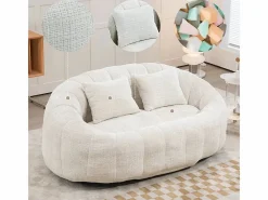 DripeX Sofás Club|Sillón Perezoso de Chenilla - 2 Plazas - con 2 Cojines - 62cm Profundidad de Asiento - Carga Máx. 250kg -