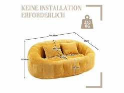 DripeX Sofás Club|Sillón Perezoso de Chenilla - 2 Plazas - con 2 Cojines - 62cm Profundidad de Asiento - Carga Máx. 250kg -