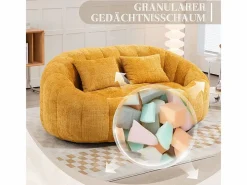 DripeX Sofás Club|Sillón Perezoso de Chenilla - 2 Plazas - con 2 Cojines - 62cm Profundidad de Asiento - Carga Máx. 250kg -