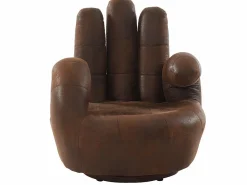 Vente-unique Sillón En Forma De Mano|Sillón pivotante con forma de mano de microfibra envejecida CATCHY