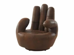 Vente-unique Sillón En Forma De Mano|Sillón pivotante con forma de mano de microfibra envejecida CATCHY