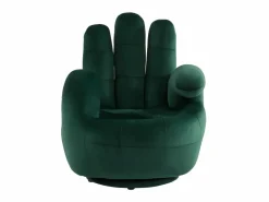Vente-unique Sillón pivotante con forma de mano CATCHY terciopelo verde Verde pino Discount