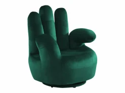 Vente-unique Sillón pivotante con forma de mano CATCHY terciopelo verde Verde pino Discount