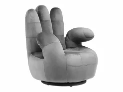 Vente-unique Sillón En Forma De Mano|Sillón pivotante forma de mano CATCHY terciopelo antracita